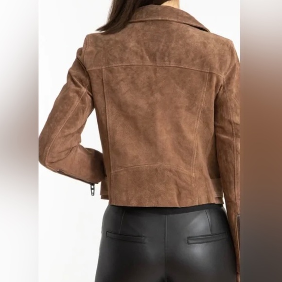 NWT Blank NYC 100% Suede Leather Moto Jacket Red Brick Color Size S - Picture 2 of 7